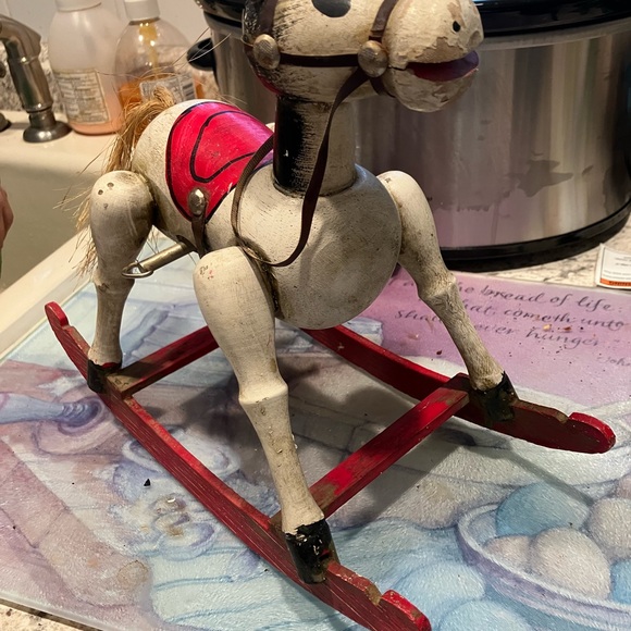 Other - VTG Handmade Wooden Rocking Horse w/non working Music Box